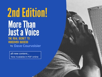 2nd Edition - More Than Just a Voice, The REAL Secret to VOICEOVER Success! book cover with voice actor holding headphones to his ears speaking into a microphone.